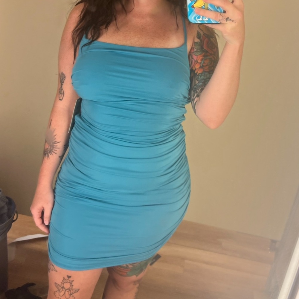 Gaze Turquoise Ruched Dress